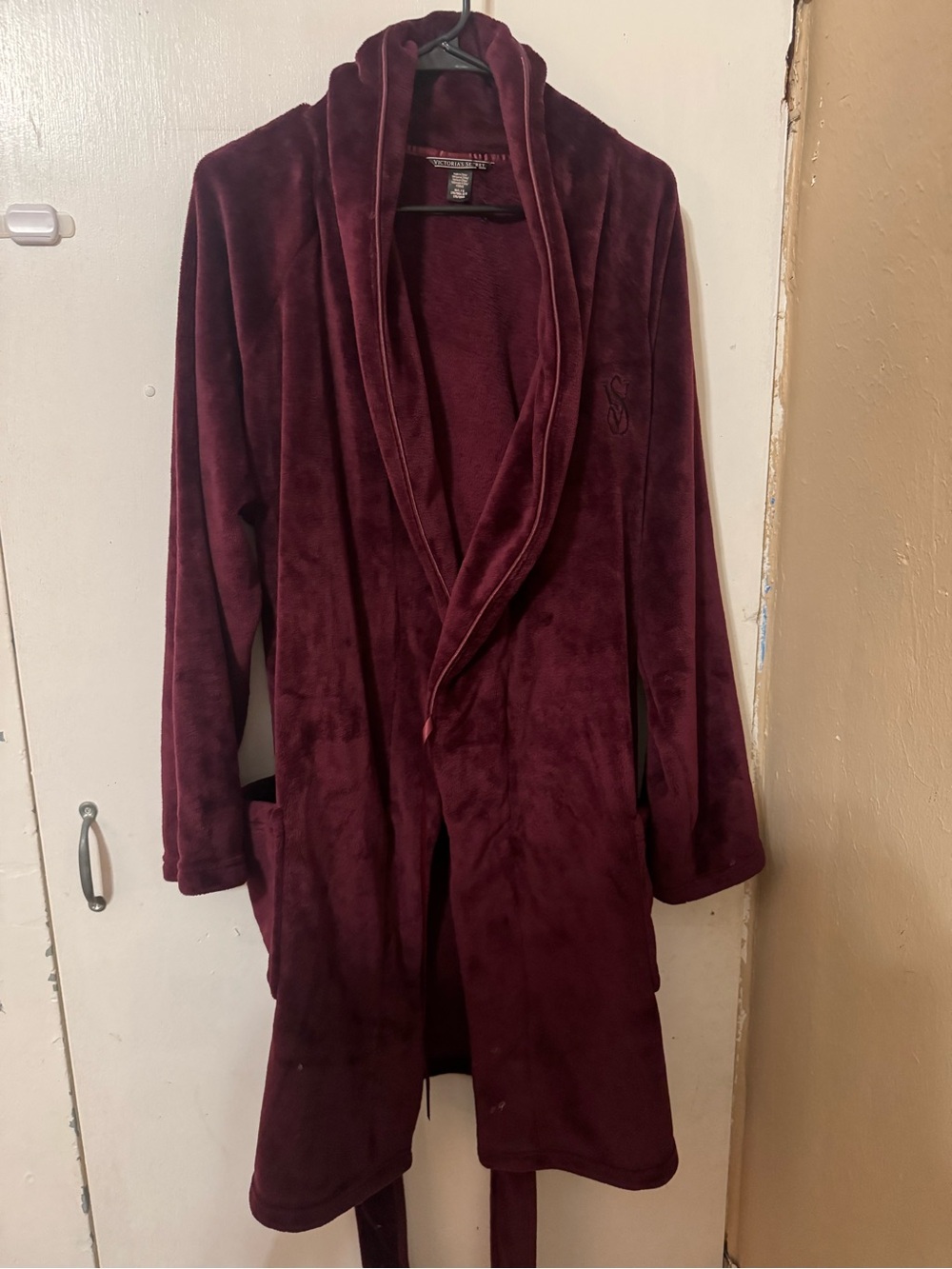 Women’s Plush Shawl Collar Robe Jacket - Burgundy